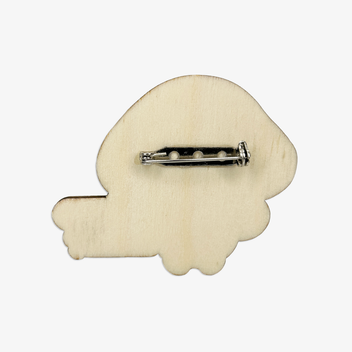 Coffee Addict Mushroom Wooden Brooch Pin (with Cotton Pouch)