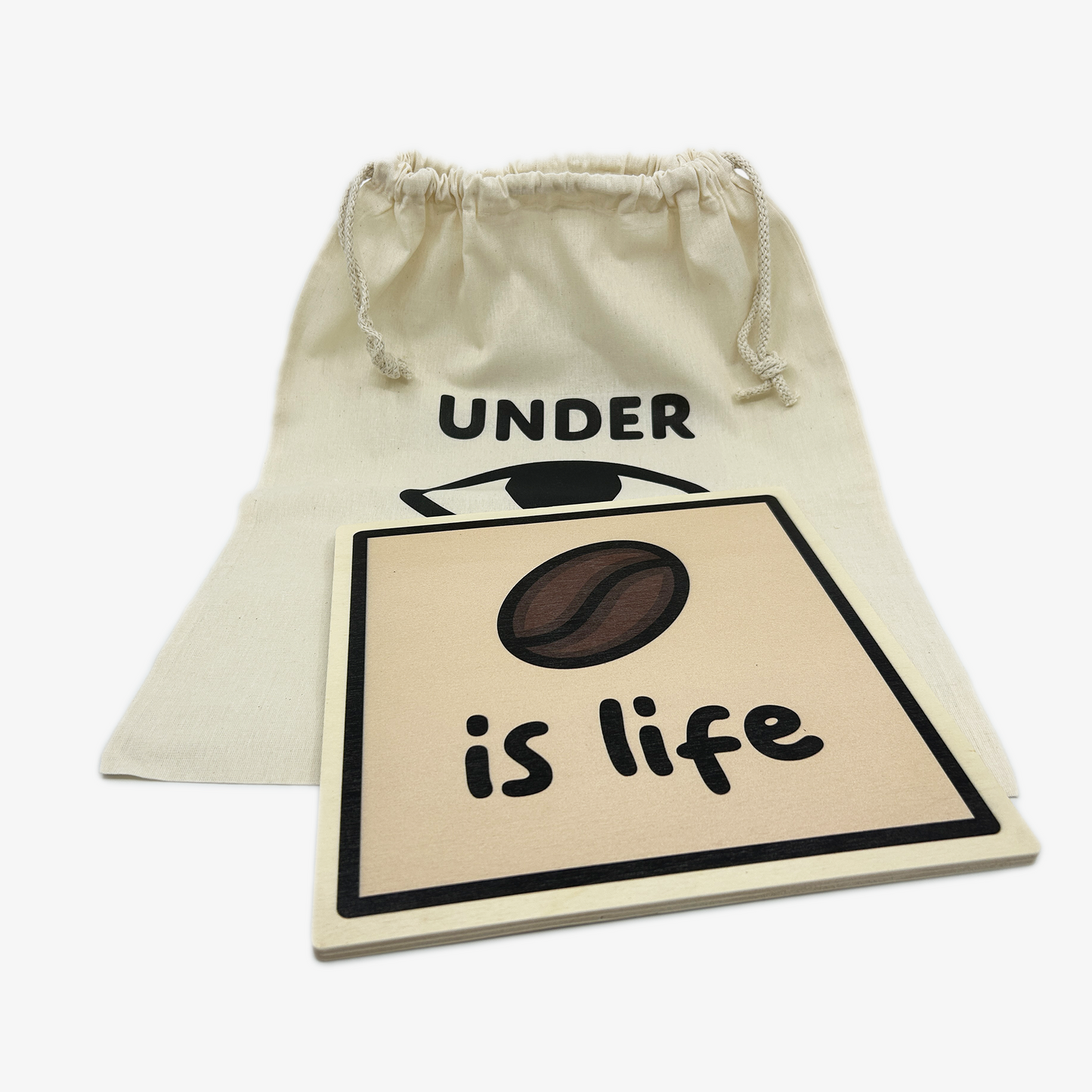 Coffee Is Life Wooden Wall Art (with Cotton Bag)