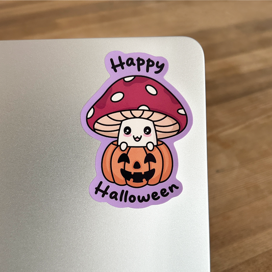 Happy Halloween Mushroom Vinyl Sticker