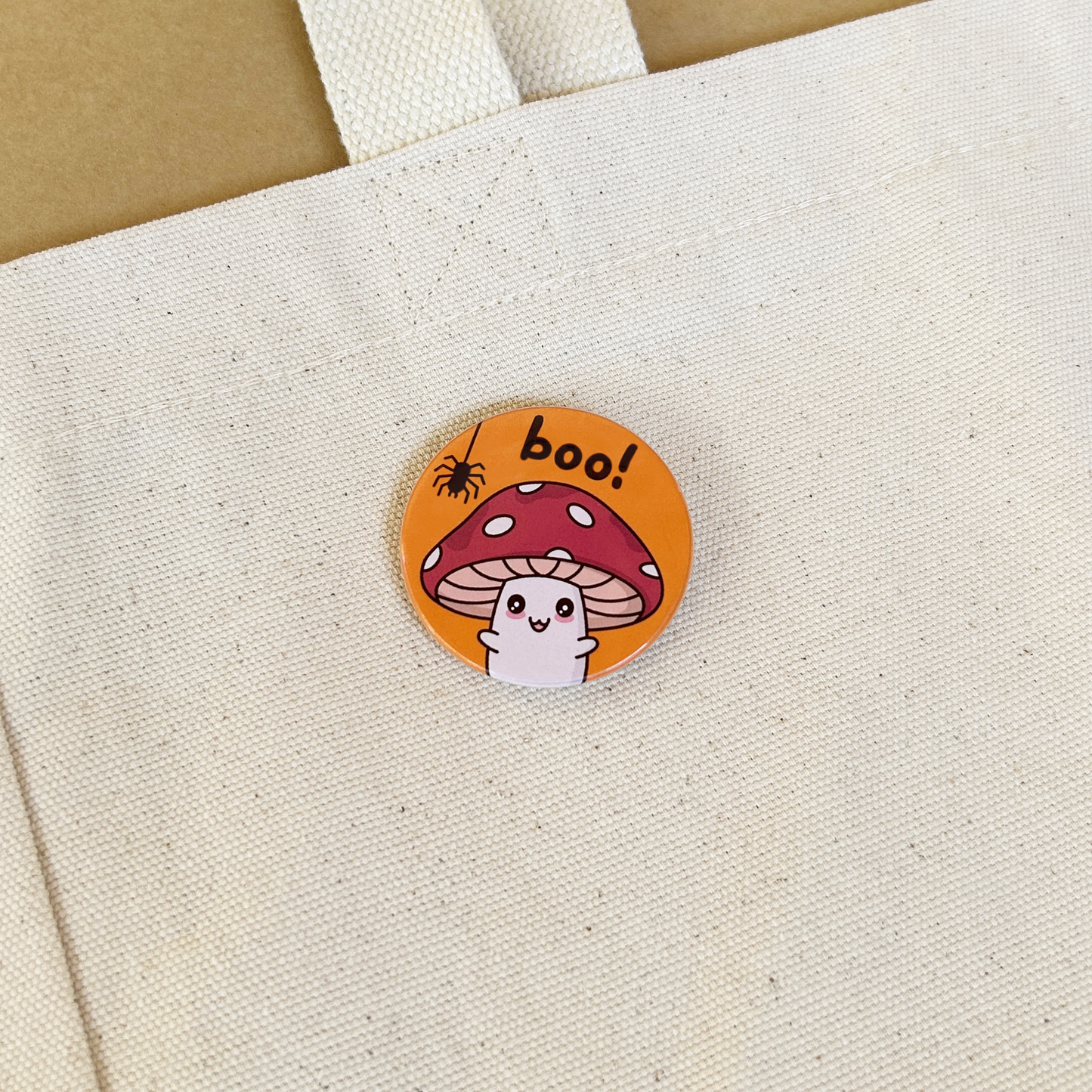 Boo Mushroom Button Pin