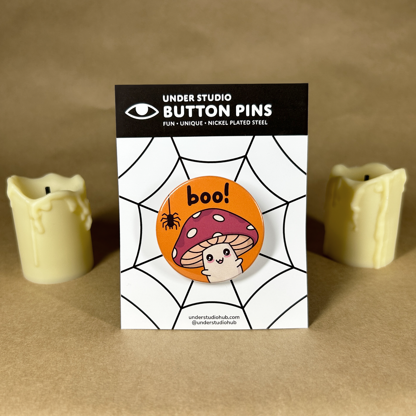 Boo Mushroom Button Pin