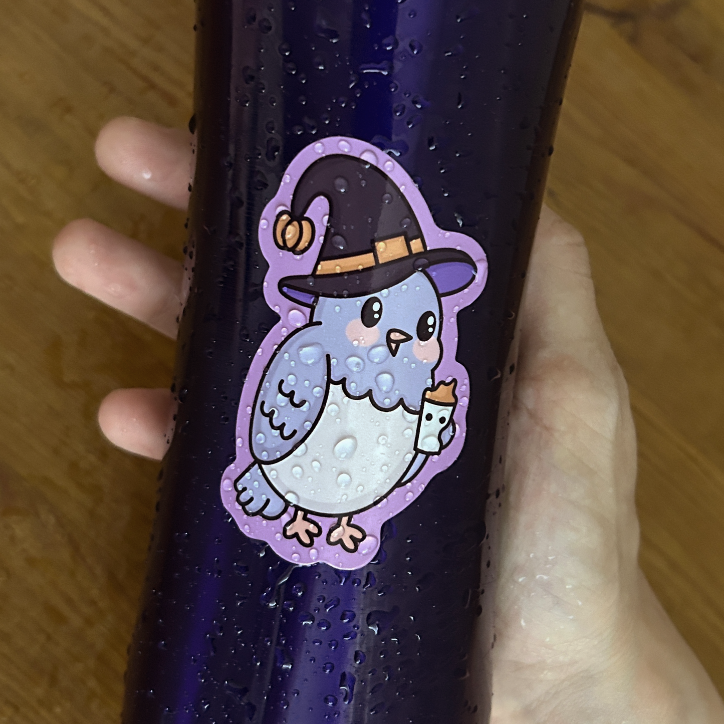 Witch Birdie With Pumpkin Latte Vinyl Sticker