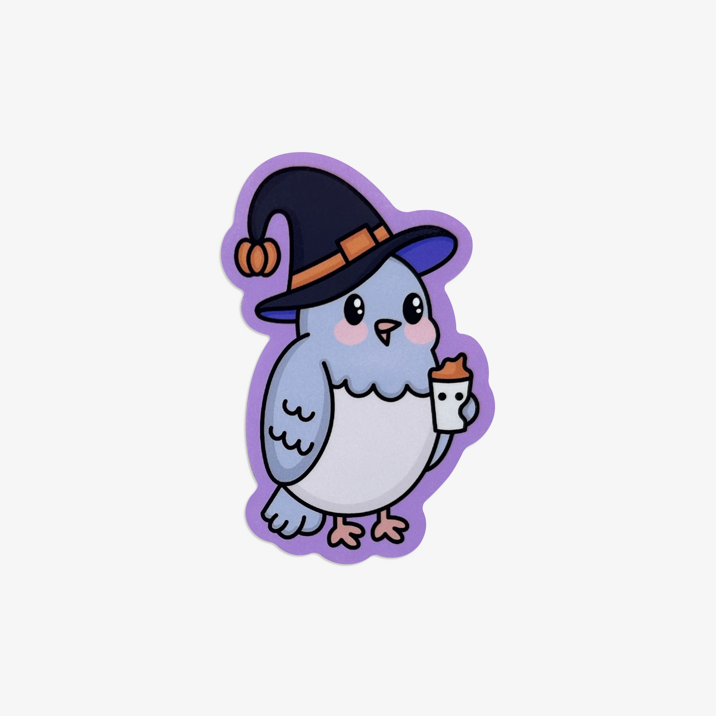 Witch Birdie With Pumpkin Latte Vinyl Sticker