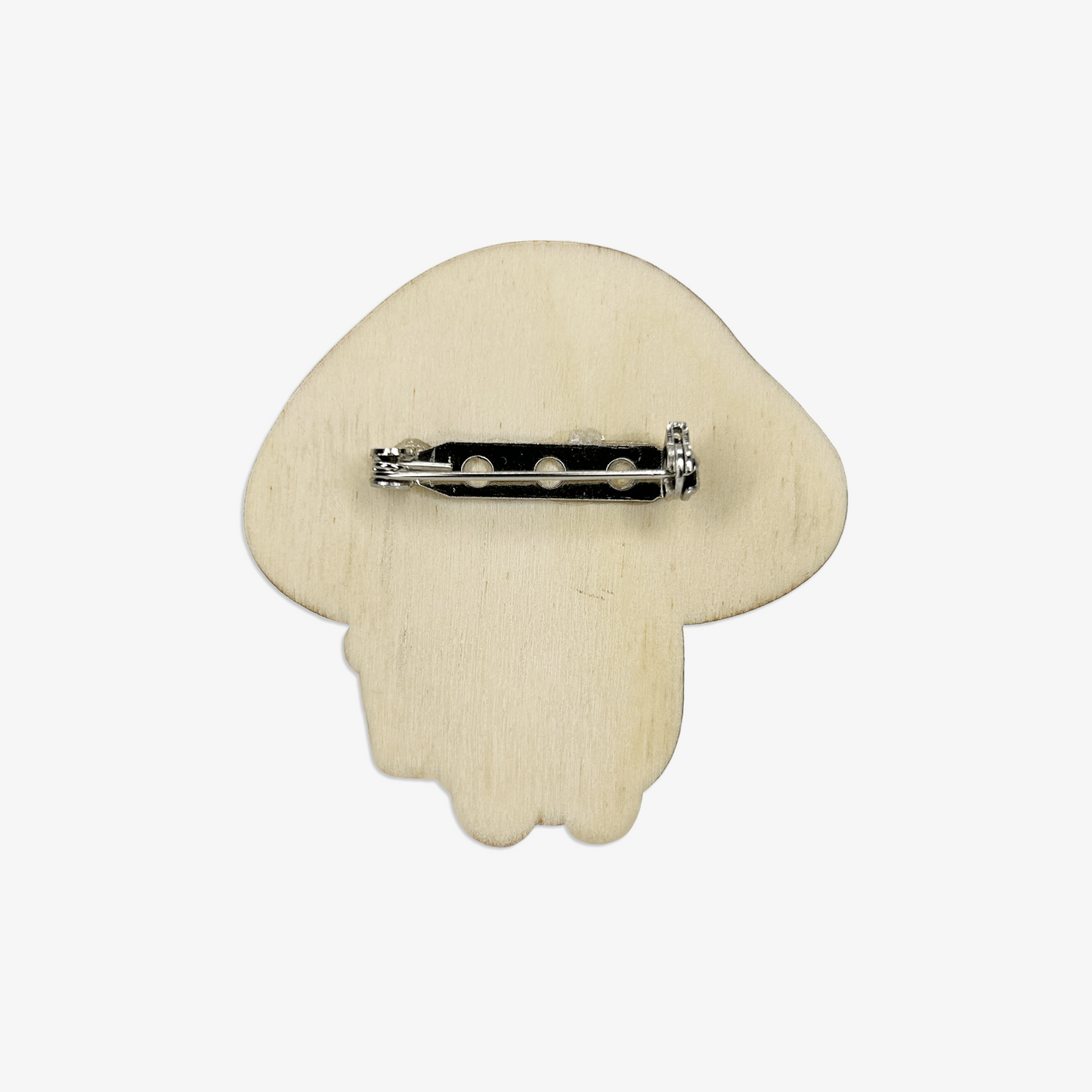 Mushroom & The Iced Coffee Wooden Brooch Pin (with Cotton Pouch)