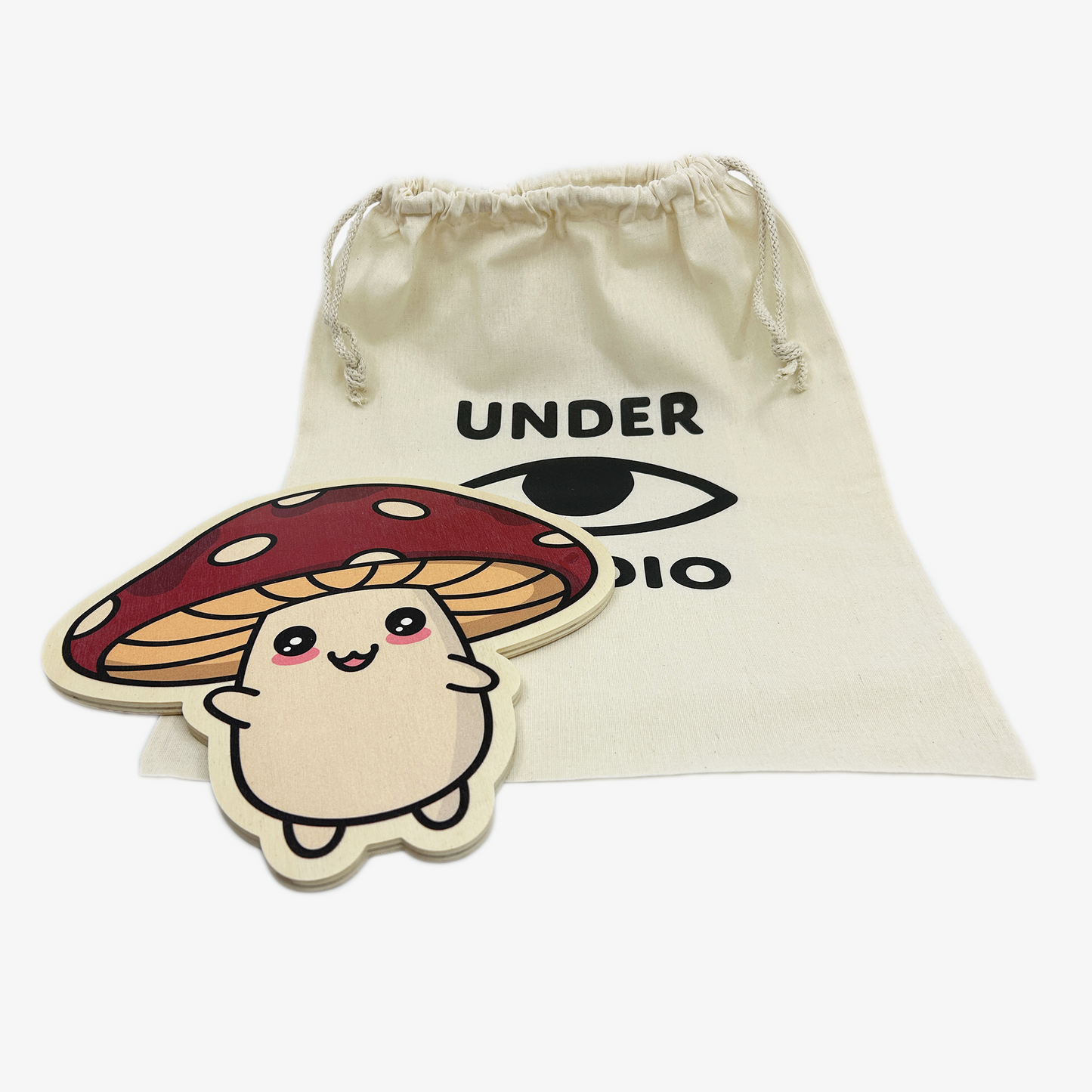 Mushroom Wooden Wall Art (with Cotton Bag)